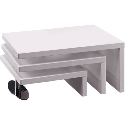 Table Basse Design Elysa - 80 X 59 X 37,5 Cm - Blanc Laqué