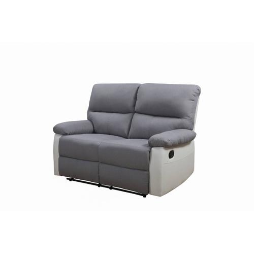 Canapé Relax "Lincoln" - 147 X 89 X 103 Cm - 2 Places - Blanc / Gris Clair