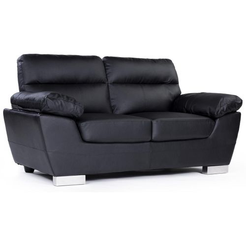 Canapé Fixe En Cuir Reconstitué Et Pvc "Dallas" - 169 X 88 X 90 Cm - 2 Places - Noir