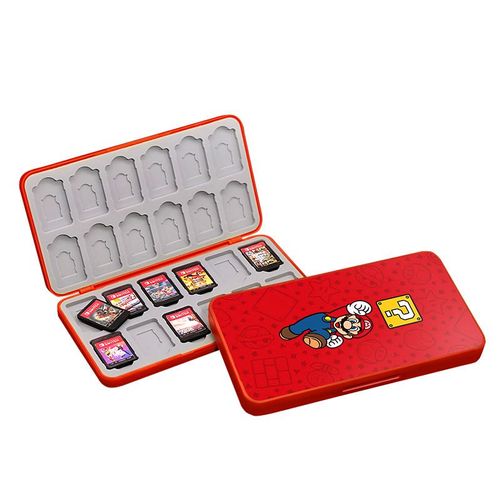 Étui De Rangement De Jeux Pour Nintendo Switch, Étui Portable Et Rigide, Grande Capacité Avec 24 Emplacements Ns Cartes Et 24 Tf Cartes (Rouge Mario)