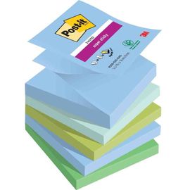 Post-It Pack De 5 Bloc-Note Adhésif Super Sticky Z-Notes, 76 X 76 Mm Oasis