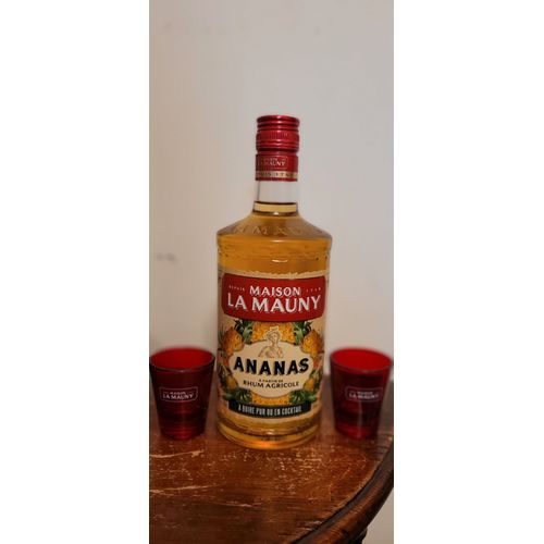 Rhum La Mauny Ananas 40° + 2 Verres "Shot" Siglés