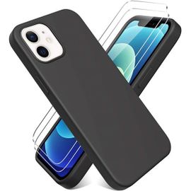 Coque Silicone Noir Mat Pour Iphone 13 (6.1") + 2 Verre Trempé Film Protection Écran - Anti Rayures - Ultra Résistant Dureté 9h