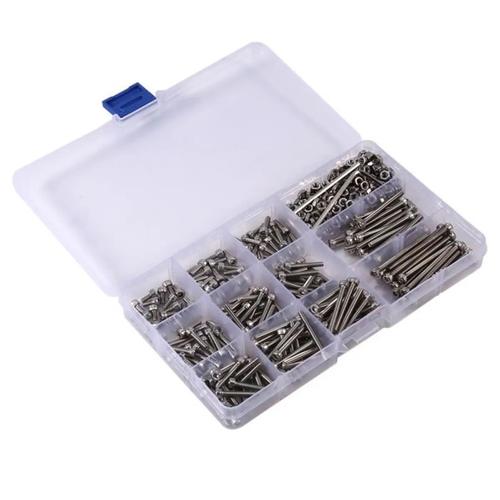 440pcs M3 Inox Vis à Tête Hexagonale Creuse Ecrous Assortiment+ 2 Clés Hexagonale