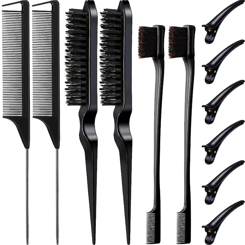 Noir - Ensemble De 3 Brosses  Cheveux Double Face, Peignes ... - 2
