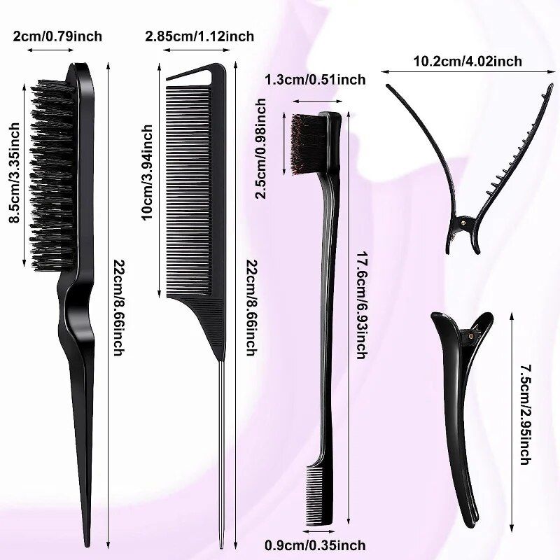 Noir - Ensemble De 3 Brosses  Cheveux Double Face, Peignes ... - 3
