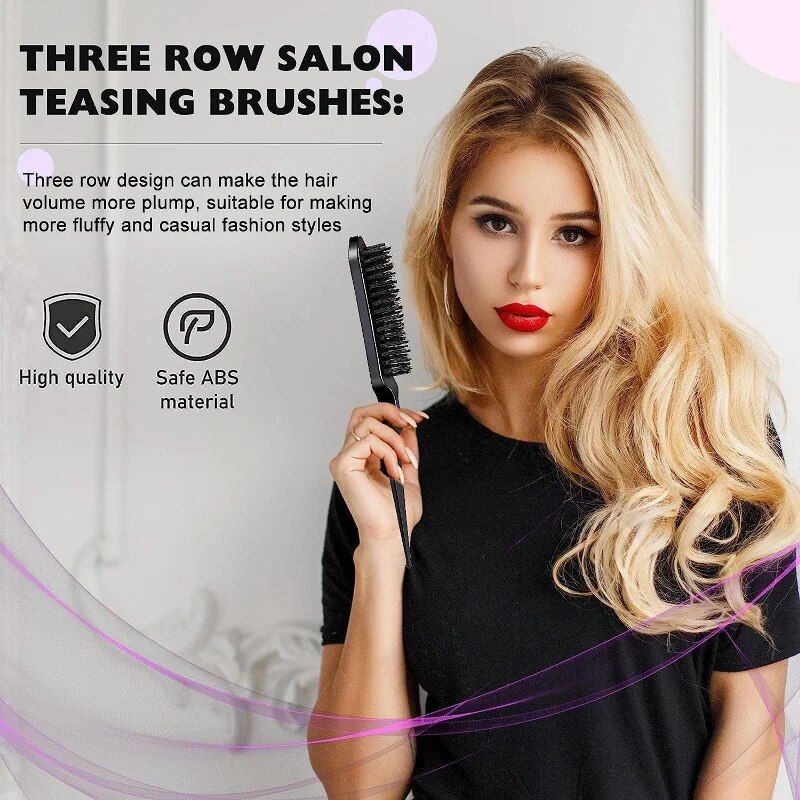 Noir - Ensemble De 3 Brosses  Cheveux Double Face, Peignes ... - 4