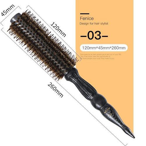 Wai Tiger-03 - Rouleau De Brosse À Cheveux En Forme De Peigne Rond, Accessoire Avec Manche En Bois Brun, 5,0 Crinière, Pour Cheveux Bouclés 