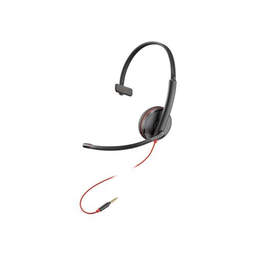 Poly Blackwire 3215 - Blackwire 3200 Series - micro-casque - sur-oreille - filaire - jack 3,5mm, USB-C - noir - Certifié pour Skype for Business, Certifié Avaya, certifié Cisco Jabber, certifié...