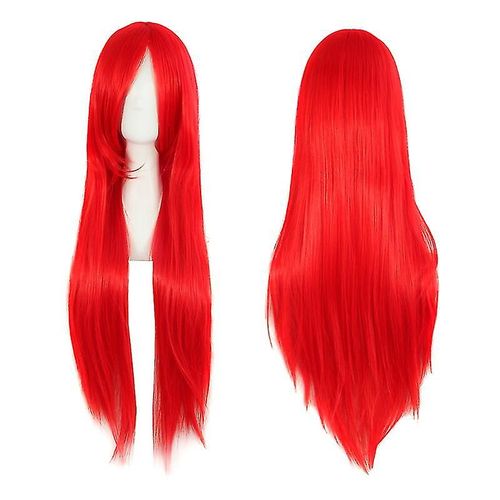 Perruques De Cheveux Raides Extra Longs De Style Anime, Perruque De Costume De Cosplay, Robe Fantaisie Pour Femmes, Rouge