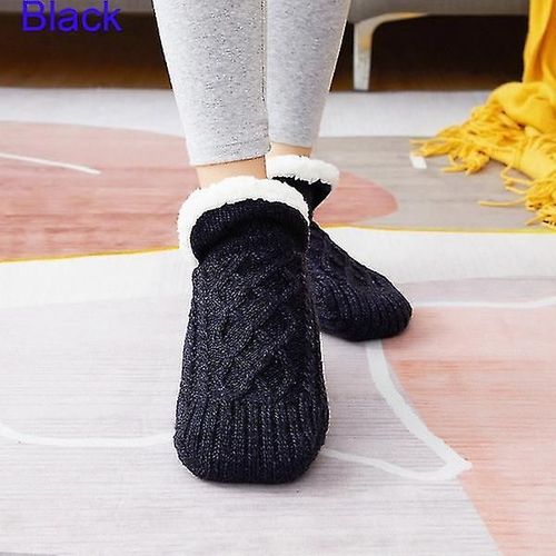 Chaussettes De Sol Chaudes Et Super Douces Pour L'hiver, Pantoufles, Chaussures De Sol, 40 À 42, Noires