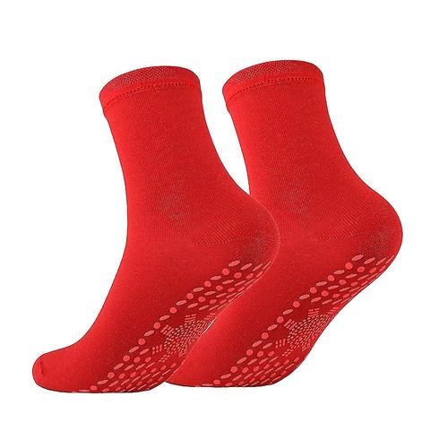 Tourmaline Chaussettes Auto-Chauffantes Pieds Chauds Chaussettes Chauffantes Respirantes Confortables Pour Hommes Femmes Hiver Plus Chaud Rouge