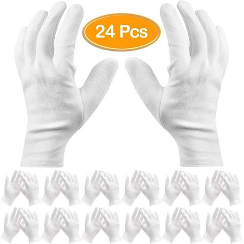Gants En Coton Fins En Coton Blanc, Taille Unique, Paquet De 12 Pour L'hydratation Et Le Travail