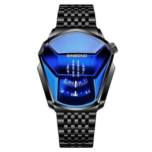Binbond Montre À Quartz De Style Diamant De Luxe Pour Hommes Montres-Bracelets Étanches Cadeau Noir Bleu A