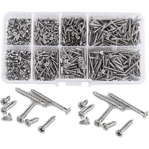 Vis autotaraudeuses à tête plate Phillips avec boîte de rangement, 800 pièces