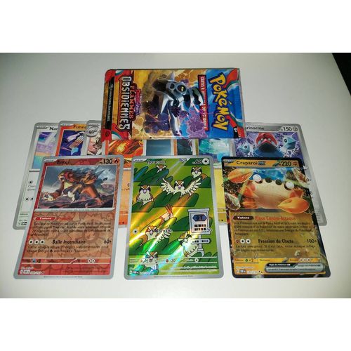 Pokemon - Booster Complet - Roucool - 207/197 ; Entei Reverse - 030/197 ; Craporoi Ex 120/197 - Ev03 Flammes Obsidiennes - Fr