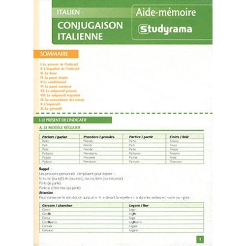 Conjugaison Italienne