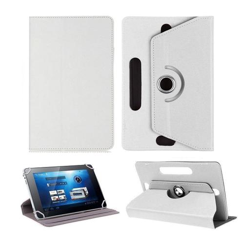 Etui Rotatif En Simili Cuir Pour Huawei Mediapad M3 Lite 10 10.1" Blanc