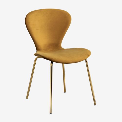 Chaise De Salle À Manger Empilable En Velours Uit Doré