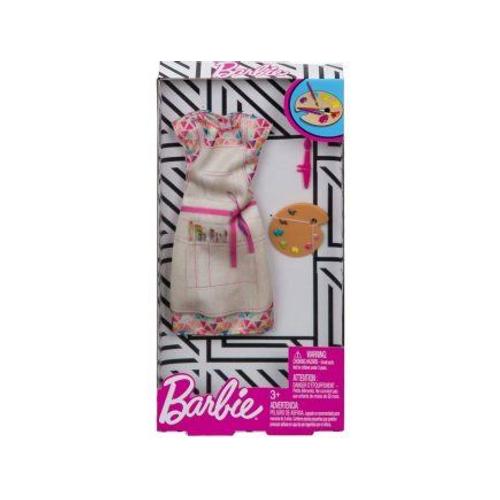 Barbie - Habit Poupee Mannequin - Robe D'artiste Peintre + Accessoires - Vêtement - Tenue Peinture