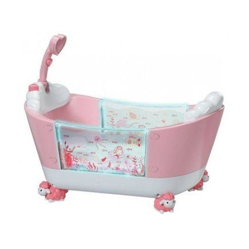 Baignoire Magique Rose Avec Douchette, Sons Et Lumieres - Pour Poupons Et Poupees 30/36/43 Cm - Accessoire Bain - Jouet Imitation