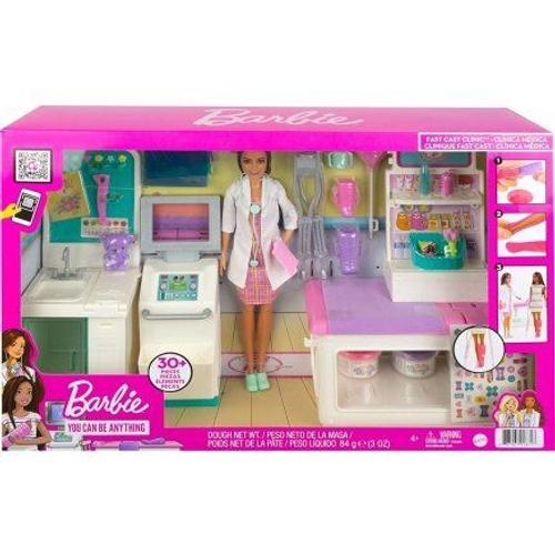 Coffret Barbie Hôpital Avec Médecin + 30 Accessoires - 1 Poupée - Poupée Mannequin Docteur - Métier - Clinique