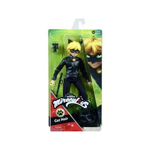 Coffret Miraculous Chat Noir 26 Cm + 2 Accessoires - Set Poupée Mannequin Articulée Adrien + 1 Carte Offerte - Nouveauté Jouet