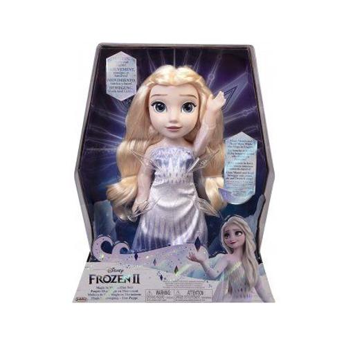 Grande Poupee Reine Des Neiges : Elsa 38 Cm Qui Chante - Disney Princesse - Set Poupee + Robe + Chaussure + 1 Carte Jouet Fille