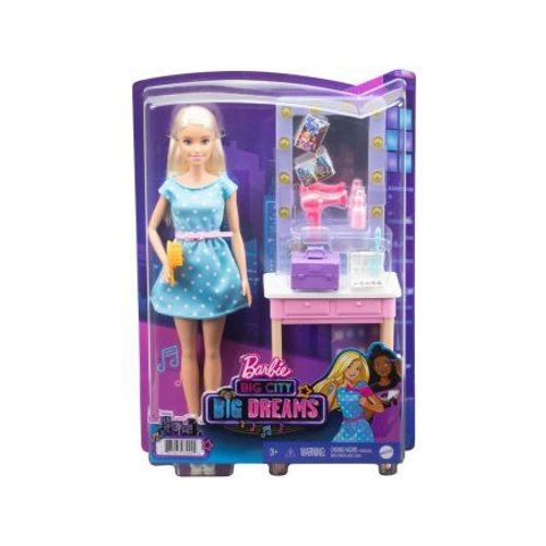 Coffret Barbie Star De Cinema + Loge De Maquillage - 7 Accessoires - Set Poupée Mannequin Et Carte Animaux