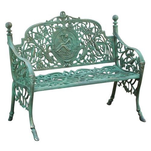 Banc Realisé En Art Nouveau Finition Verte Vieillie L105xpr43xh90 Cm