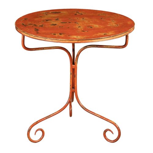 Table En Fer Forgé Avec Finition Rouge Antique