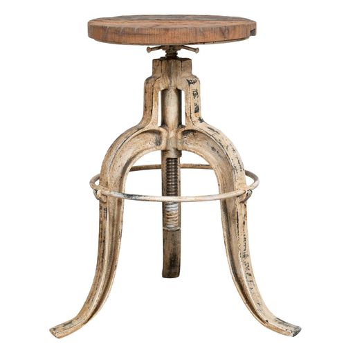 Tabouret En Fonte Avec Finition Antique