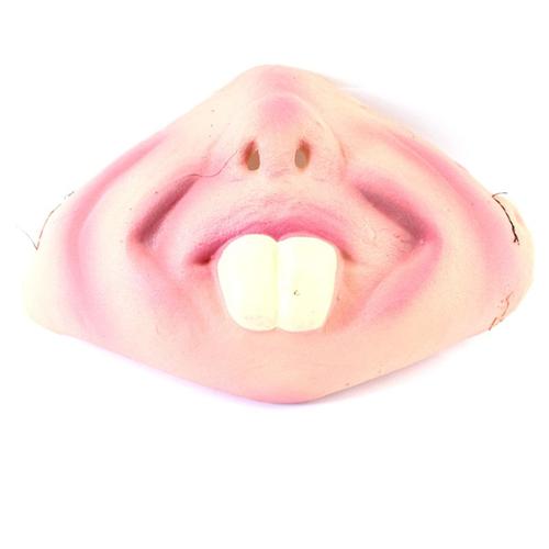 [Ander Online] Masque d'Halloween en dents de lapin en latex pour adulte, demi-masque/bar dance, masque à lèvres rouges drôle