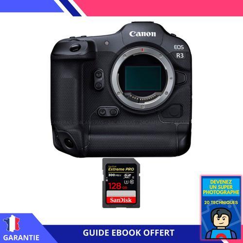 Canon EOS R3 + 1 SanDisk 128GB Extreme PRO UHS-II SDXC 300 MB/s + Ebook 'Devenez Un Super Photographe'