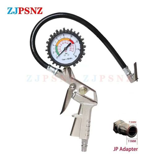 Jp - Manomètre De Pression Pour Pneus De Voiture, 0-16bar/0-220psi, Type De Pistolet, Pour Compresseur D'air, Voiture, Moto, Suv, Outil De Réparation De Pneus