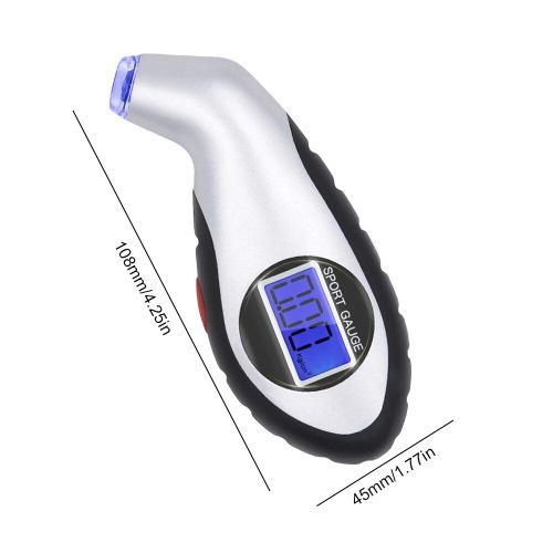 Argent - Manomètre Électronique De Voiture, Haute Précision, Compteur De Pression D'air, Déterminer Rétroéclairage, Lcd, Moniteurs De Surveillance