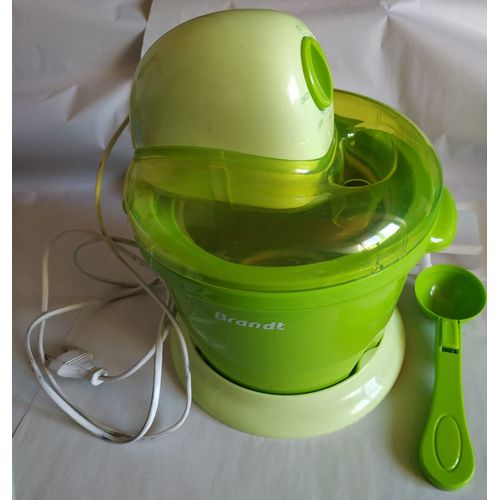 Sorbetière BRANDT SOR 16 verte - appareil pour faire des glaces et des sorbets - capacité 1.6l de glace - pratiquement jamais utilisé - sans emballage et sans notice d'utilisation