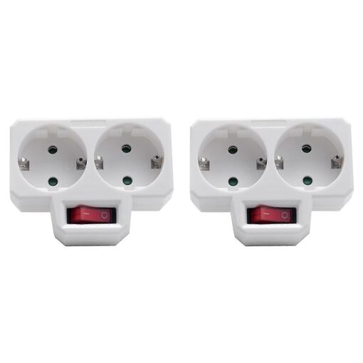 Adaptateur De Prise,Double Fiche Pour Prise,Double Prise Avec Inter...