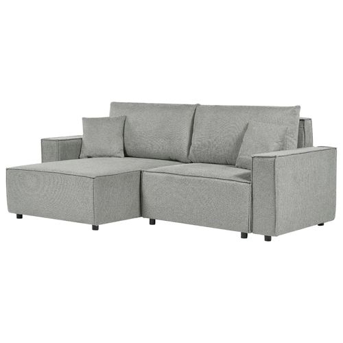 Canapé D'angle À Droite En Tissu Gris Avec Rangement Karila