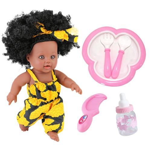 Tusalmo Poupées Noires De 10 Pouces, Poupée Africaine De Bébé Noir, Silicone Reborn Baby Doll, Girl Doll For Kids Gift