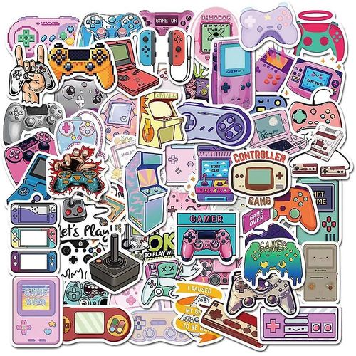 60pcs Gamer Stickers Doodle Pvc Waterproof Stickers Cute Funny Trendy Decals Sticker Pack For Laptop,Phone,Skateboard,Luggage,Water Bottle