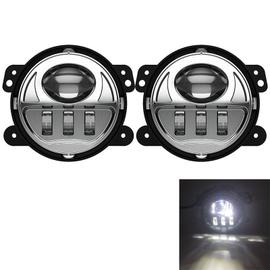 Voiture de remplacementparts 60W 4inch LED Passage des lumières de brouillard avec blanc Drl Lampe de signalisation Tour Ambre for Jeep Wrangler Jk lj tj Dodge Chrysler Journey Magnum matériel-safe