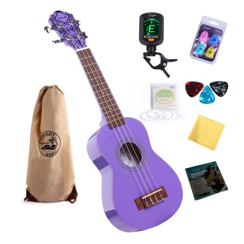 Smiger Professional Soprano Ukulélé Débutant 21 Pouces Mini Kids Guitar Hawaiien Ukelele Fast Learn Instruction Livre Tuner Numérique Polissage Pick Police Protecteur Ukulélé Kit