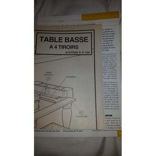 Plan Et Fiches De La Revue Systeme D N°649: Table Basse À 4 Tiroirs