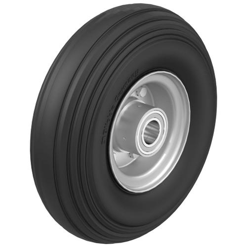 Wheel 250x85mm with solid rubber tyre,pressed steel rim 25mm bore ball bearing 3