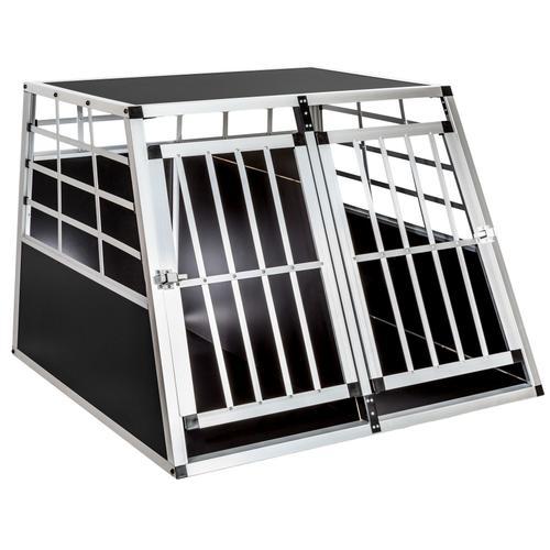 Tectake Caisse De Transport Chien Double En Aluminium + Cloison Amovible 97 Cm X 90 Cm 69,5 Cm Noir