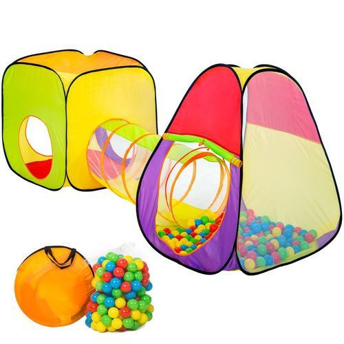 Tectake Piscine À Balles Cabane Maison Tente Tunnel De Jeux 200 Balles Multicolores