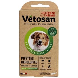 Vétosan-Clément Thékan Pipettes Répulsives Moyen Chien/Grand Chien Étui De 2 Pipettes 3 Ml