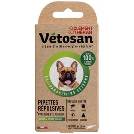 Vétosan-Clément Thékan Pipettes Répulsives Chiot/Petit Chien Étui De 2 Pipettes 1,5 Ml