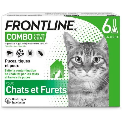 Frontline Combo Chat - Anti-Puces Et Anti-Tiques Pour Chat - 6 Pipettes